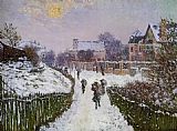 Argenteuil Canvas Paintings - Boulevard St Deni Argenteuil Snow Effect
